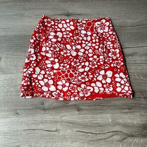 Sunday Best Red and White Floral Mini Skirt
